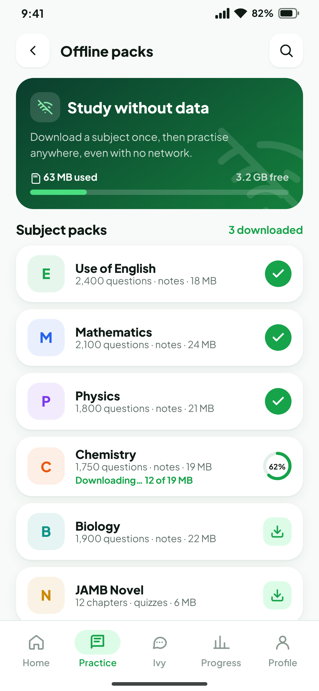 iSharp Offline packs screen